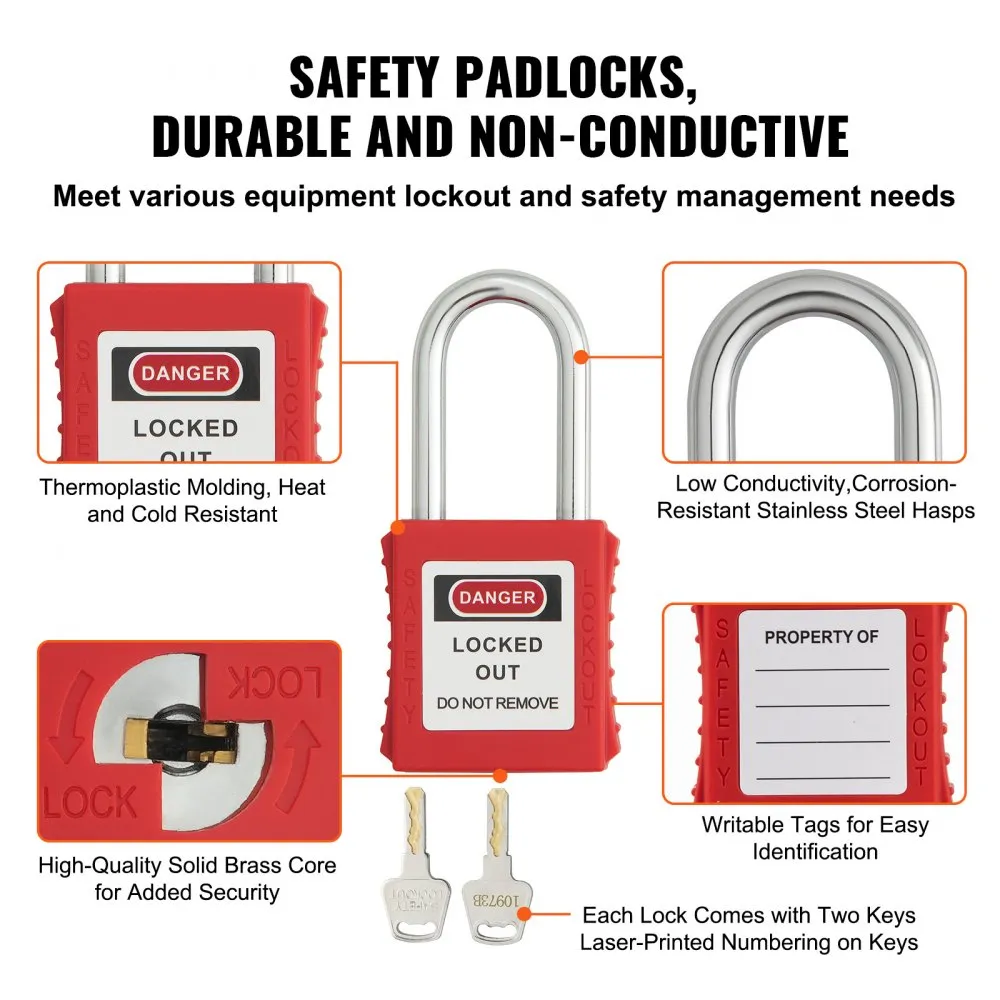 55 Piece Lockout Tagout Kit with Padlocks, Hasps & Breaker Lockouts - Image 3