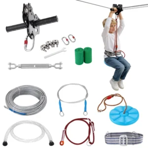 160 ft backyard zipline kit for kids with safety harness