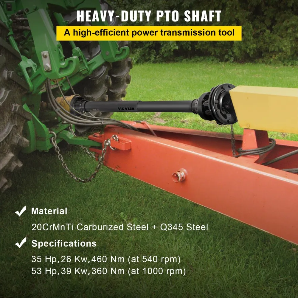 Heavy-duty 43-59 inch PTO driveline shaft with slip clutch