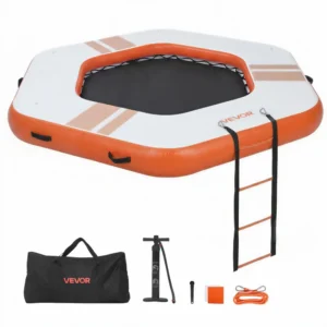 8.5x8.5 ft inflatable floating dock with mesh pool for lake