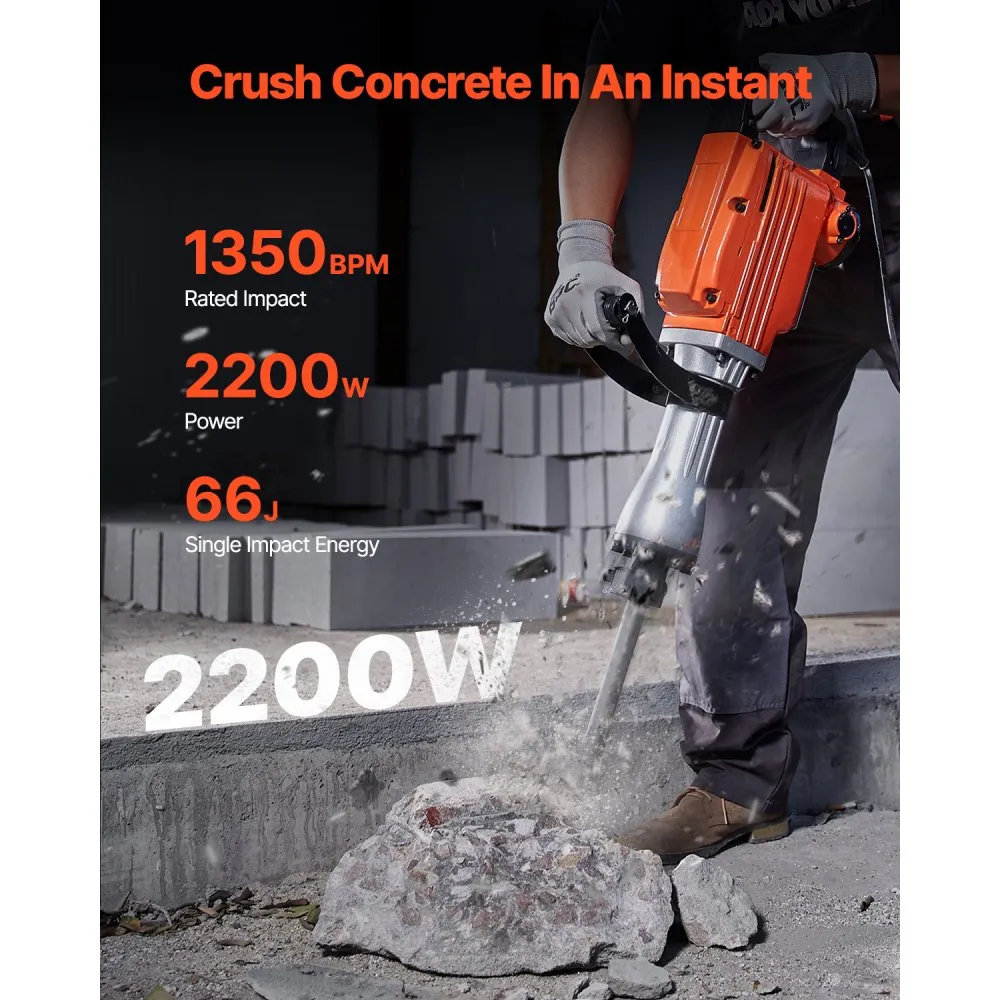 Heavy-duty concrete breaker with 6 chisel bits