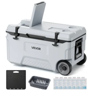 52 QT rolling hard cooler with wheels for camping