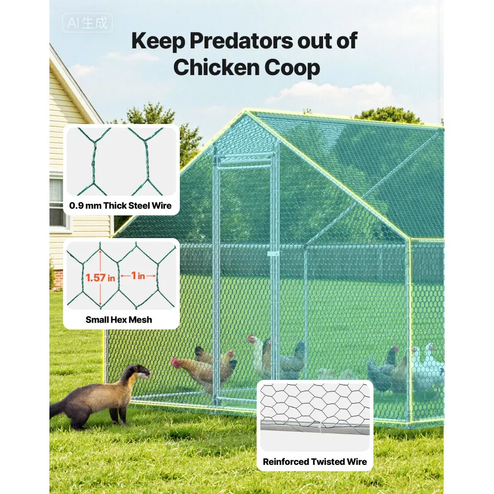 9.8x19.6x6.5 ft Walk-in Chicken Coop with Weatherproof Cover - Image 4