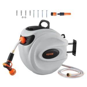 VEVOR 130 ft Retractable Garden Hose Reel with 180° Swivel