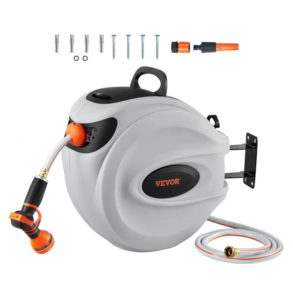 VEVOR 130 ft Retractable Garden Hose Reel with 180° Swivel