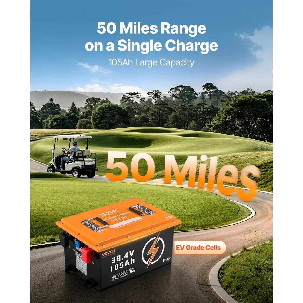 Lithium golf cart battery with 2.8 inch touch screen monitor