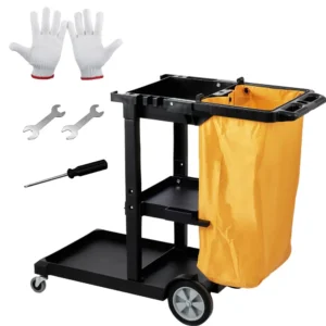 VEVOR 3-Shelf Commercial Janitorial Cleaning Cart for Hotels