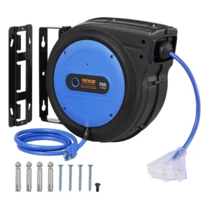 VEVOR 75ft retractable extension cord reel for workshop