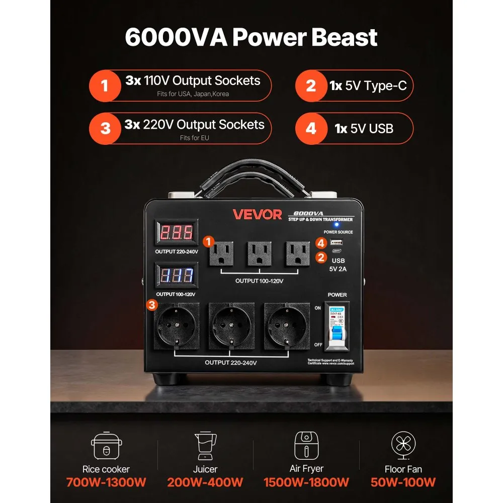 6000VA Voltage Converter Transformer with LCD Display - Image 4