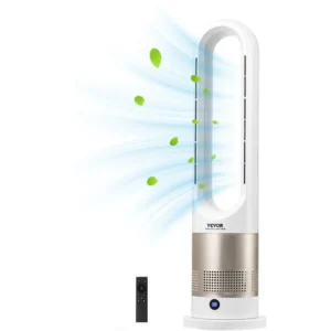 26 inch bladeless tower fan and heater for all-season use